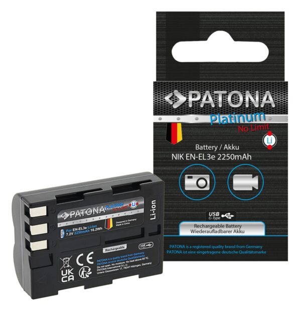 Platinum Battery with USB-C Input Nikon D700 D300 D200 D100 D80 D70 D50 EN-EL3e